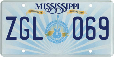 MS license plate ZGL069