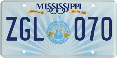 MS license plate ZGL070