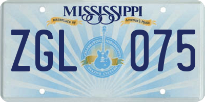 MS license plate ZGL075