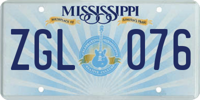 MS license plate ZGL076
