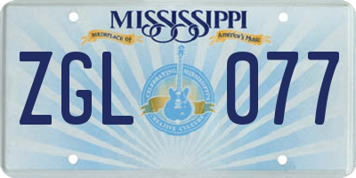 MS license plate ZGL077