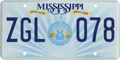 MS license plate ZGL078