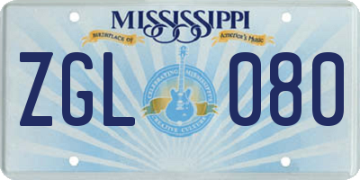 MS license plate ZGL080