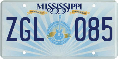 MS license plate ZGL085