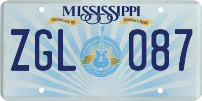 MS license plate ZGL087