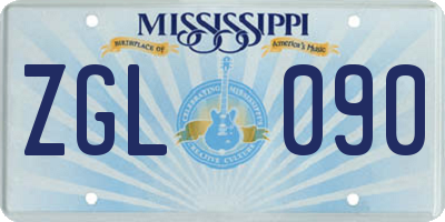 MS license plate ZGL090