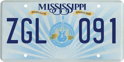 MS license plate ZGL091