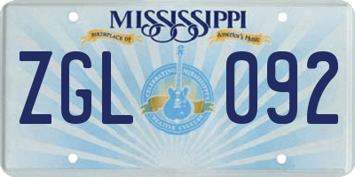MS license plate ZGL092