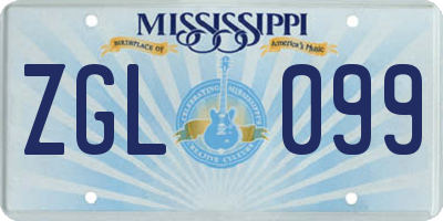 MS license plate ZGL099