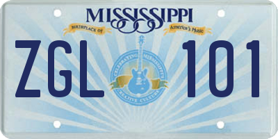 MS license plate ZGL101