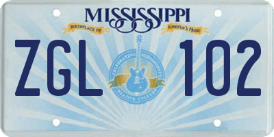 MS license plate ZGL102