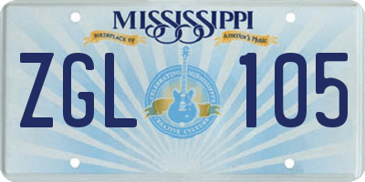 MS license plate ZGL105