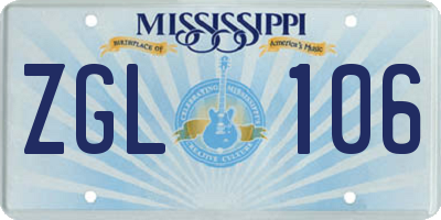 MS license plate ZGL106