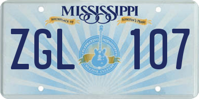 MS license plate ZGL107