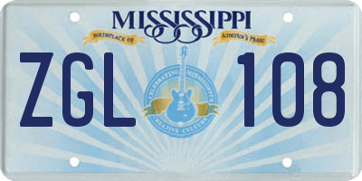 MS license plate ZGL108
