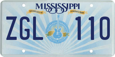 MS license plate ZGL110