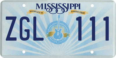 MS license plate ZGL111