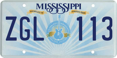 MS license plate ZGL113
