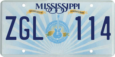 MS license plate ZGL114