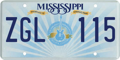 MS license plate ZGL115