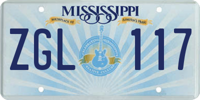 MS license plate ZGL117
