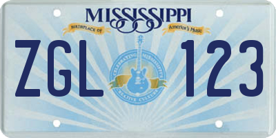 MS license plate ZGL123