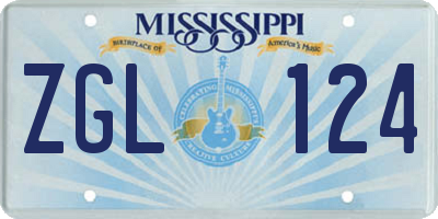 MS license plate ZGL124