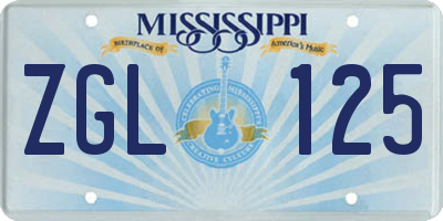 MS license plate ZGL125