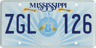 MS license plate ZGL126