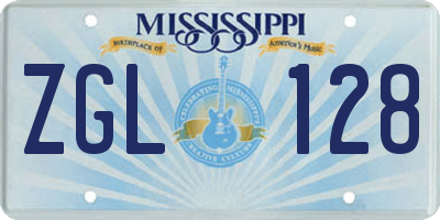 MS license plate ZGL128