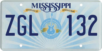 MS license plate ZGL132