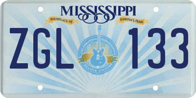 MS license plate ZGL133