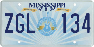 MS license plate ZGL134