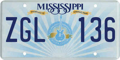 MS license plate ZGL136