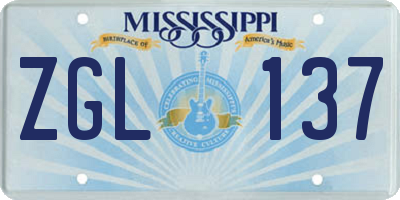 MS license plate ZGL137