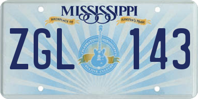 MS license plate ZGL143