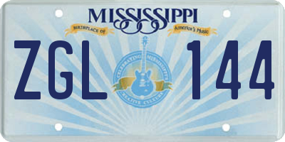 MS license plate ZGL144