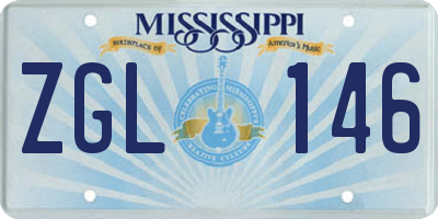 MS license plate ZGL146