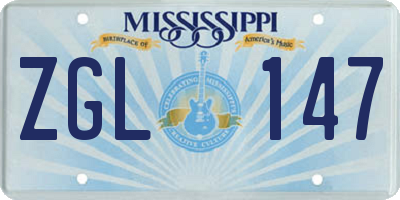 MS license plate ZGL147