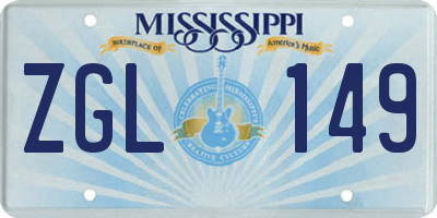 MS license plate ZGL149