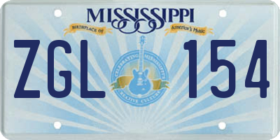 MS license plate ZGL154