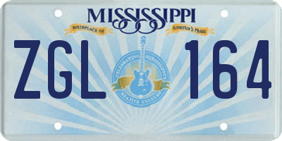 MS license plate ZGL164