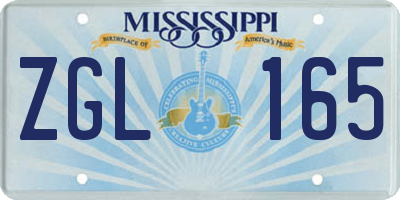 MS license plate ZGL165