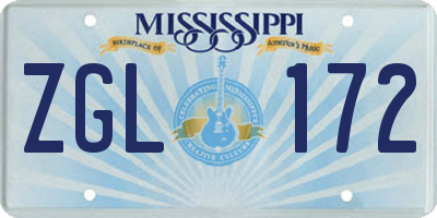 MS license plate ZGL172