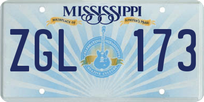 MS license plate ZGL173