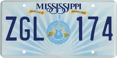 MS license plate ZGL174