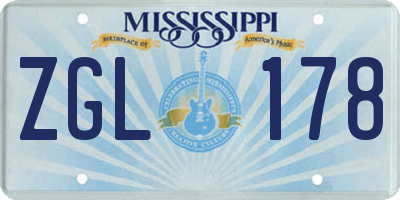 MS license plate ZGL178