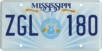 MS license plate ZGL180