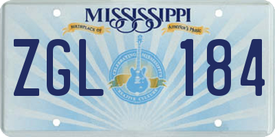 MS license plate ZGL184