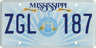MS license plate ZGL187